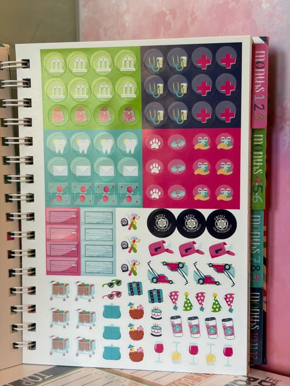 Budget Binder Spiral Notebook - Pink Green Blue Chevron